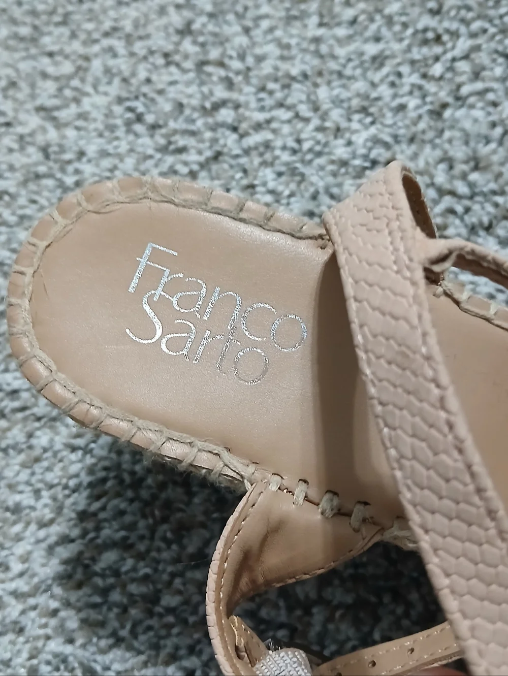 Franco Sarto Neutral Beige Espadrille Wedge Sandals